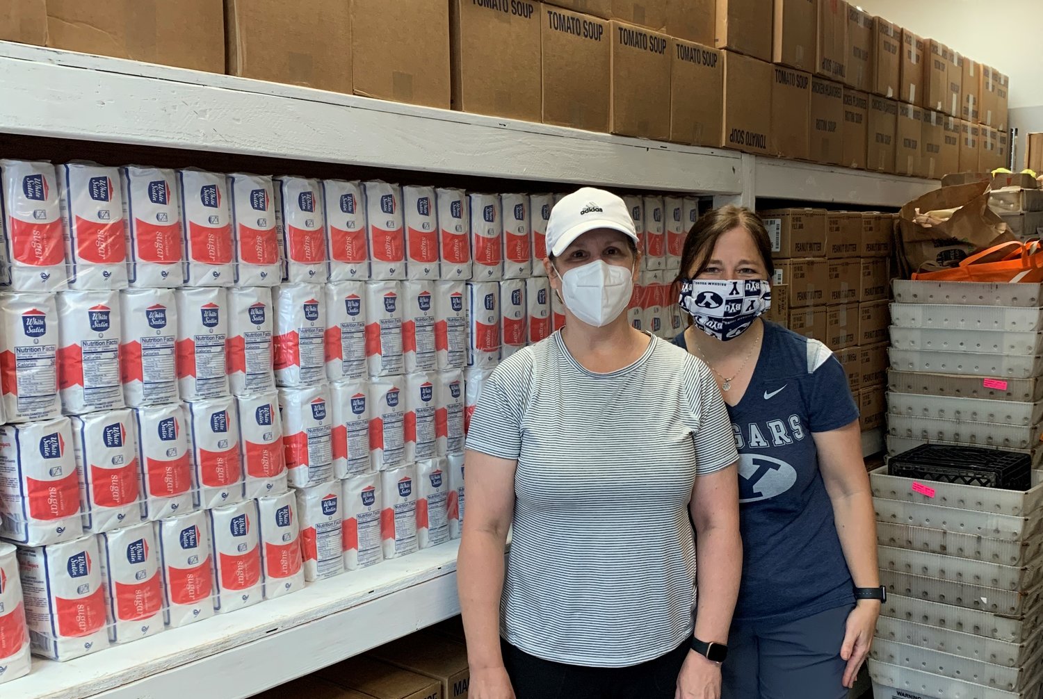 Volunteers helped place 20,000 pounds of food on the shelves at Katy Christian Ministries’ Food Pantry which has seen increased demand due to area residents being out of work during the COVID-19 pandemic.